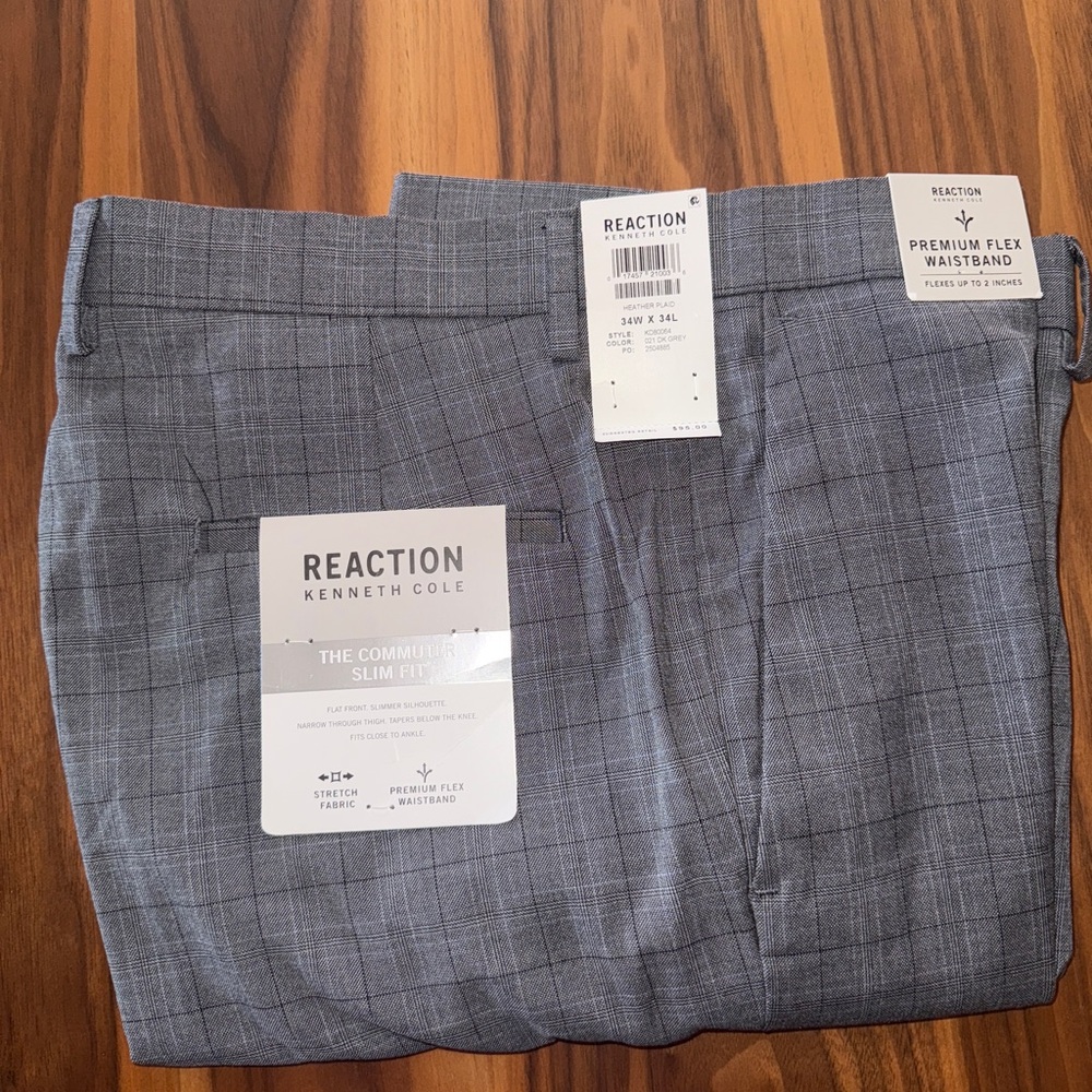 Kenneth Cole Reaction Charcoal Plaid Pants